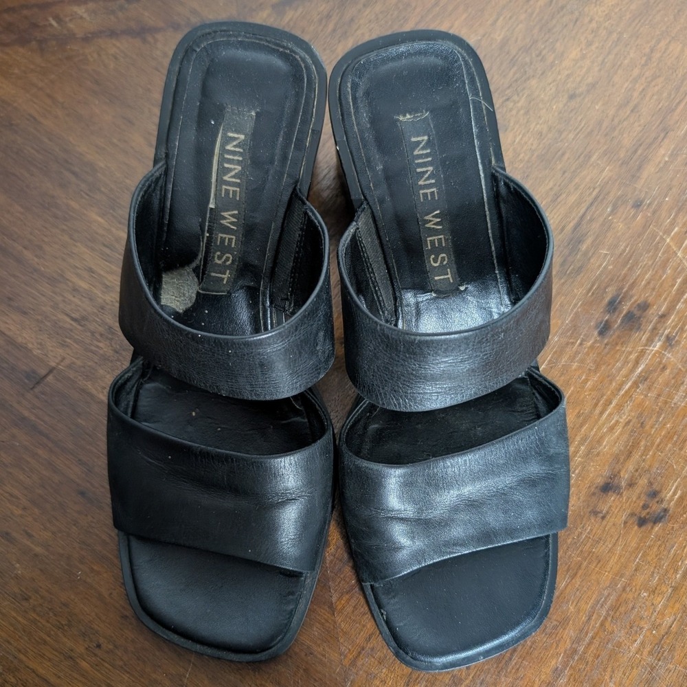 Nine West Women's 8 Black Chunky Strappy‎ Mule Heel Sandals - Picture 8 of 8